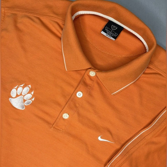 Nike Men's Orange Dry-Fit Short Sleeve Polo Shirt with Paw Logo Size Large - Picture 1 of 7
